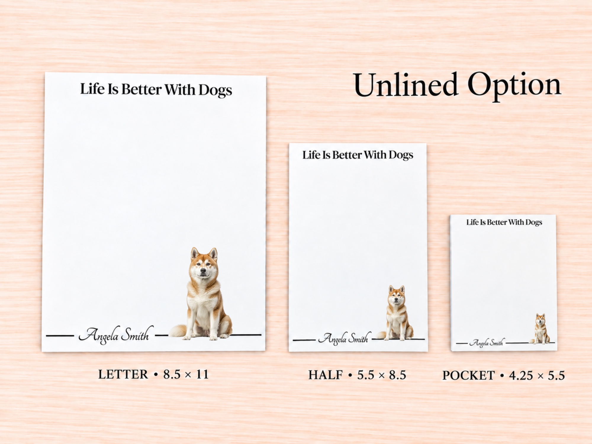 Akita - Tan Stationery Gift Box | Personalized Notepads and Vinyl Dog Stickers