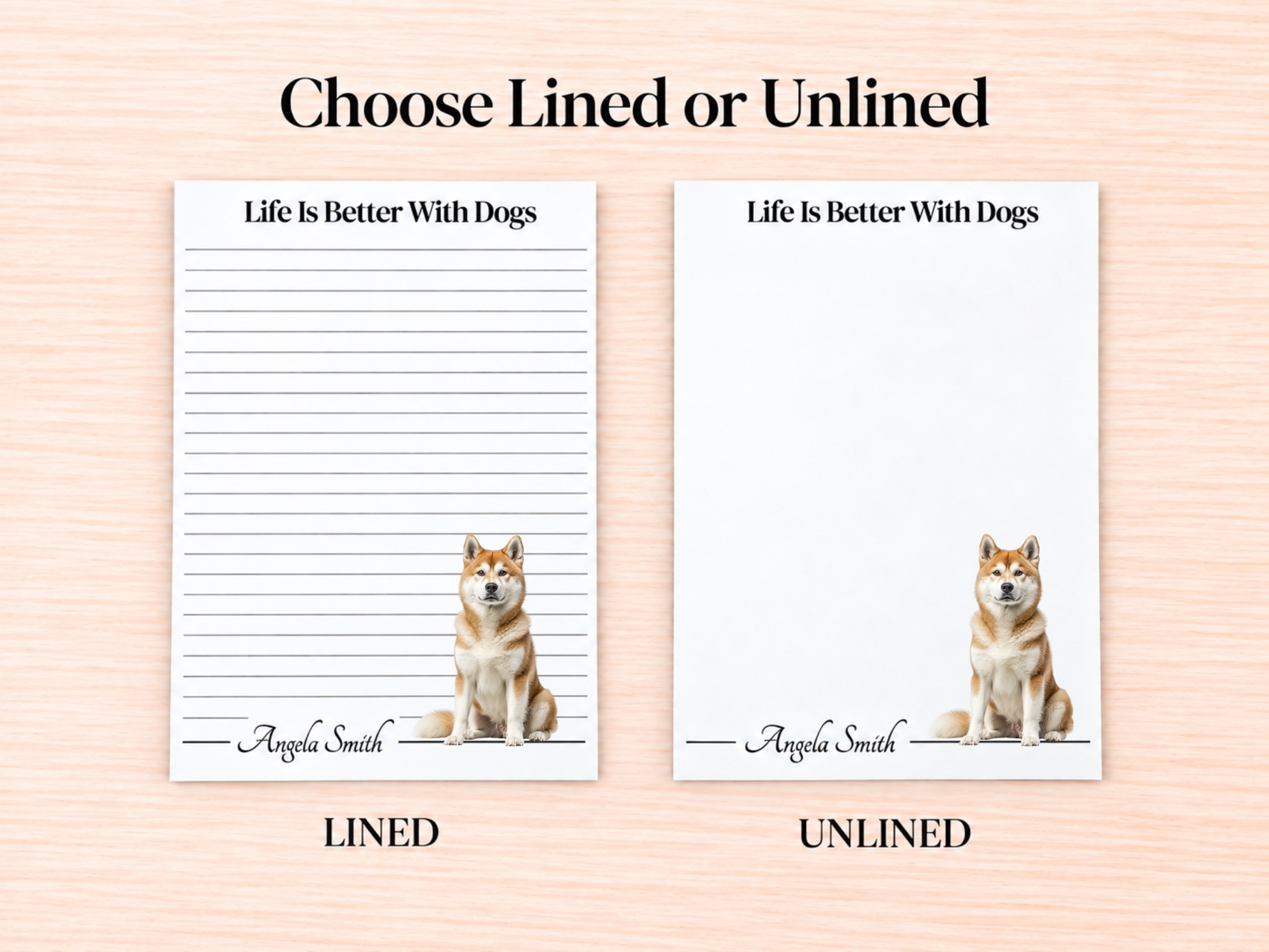 Akita - Tan Stationery Gift Box | Personalized Notepads and Vinyl Dog Stickers