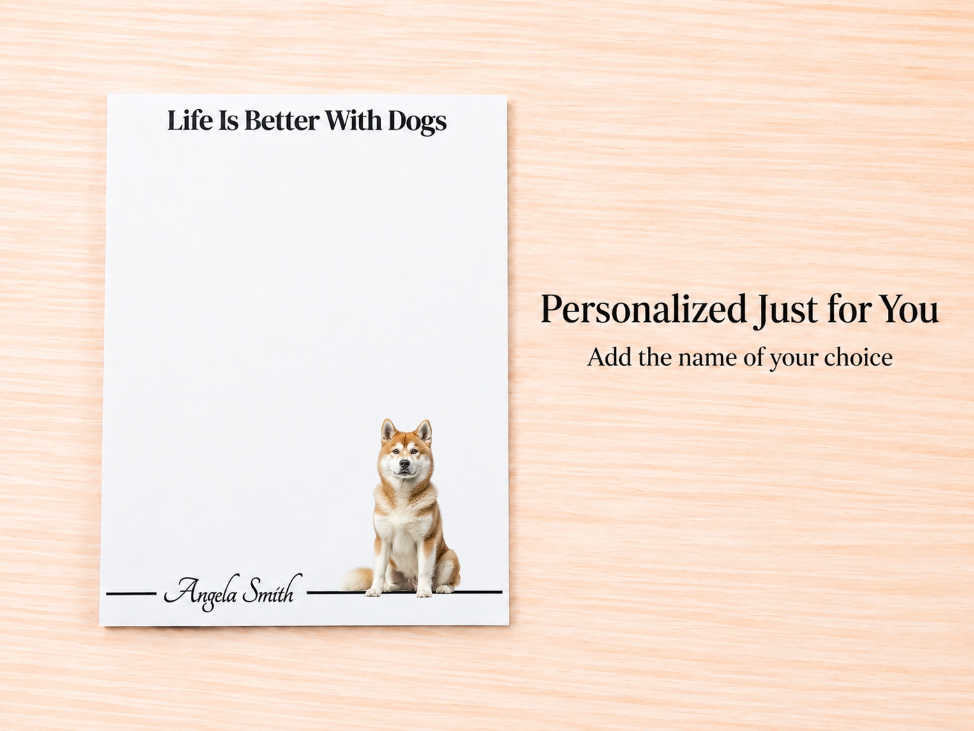 Akita - Tan Stationery Gift Box | Personalized Notepads and Vinyl Dog Stickers