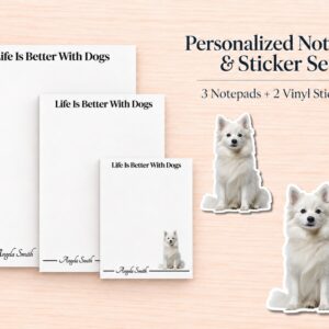 American Eskimo Stationery Gift Box | Personalized Notepads and Vinyl Dog Stickers