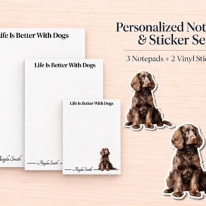 American Water Spaniel Stationery Gift Box | Personalized Notepads and Vinyl Dog Stickers