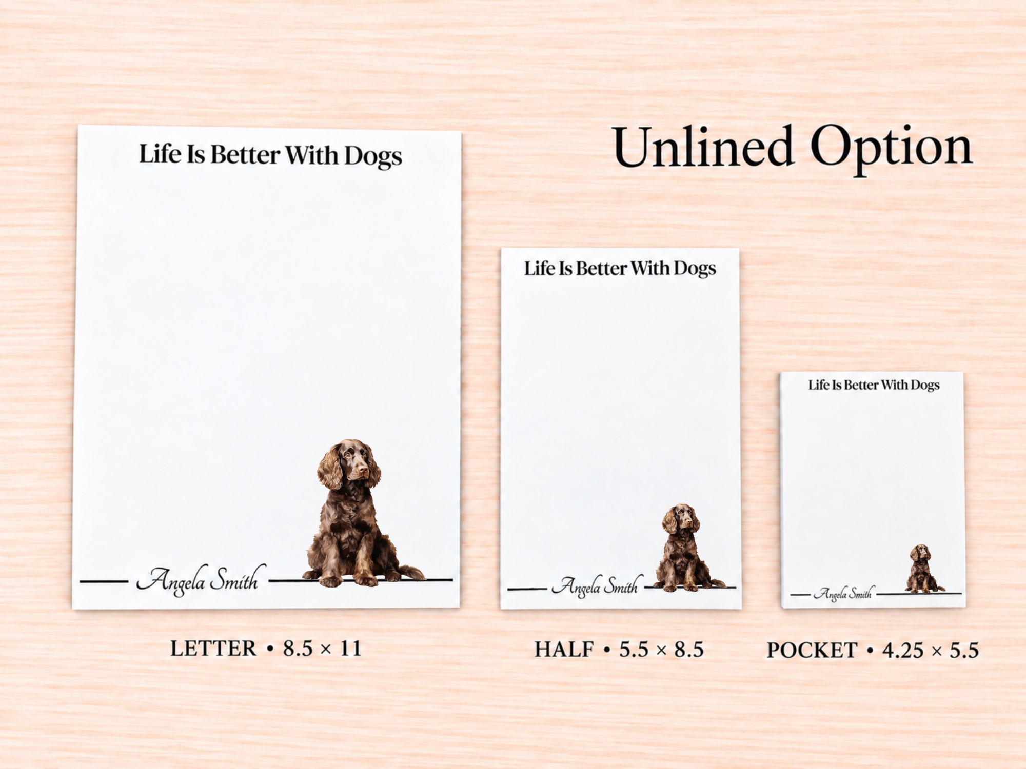 American Water Spaniel Stationery Gift Box | Personalized Notepads and Vinyl Dog Stickers