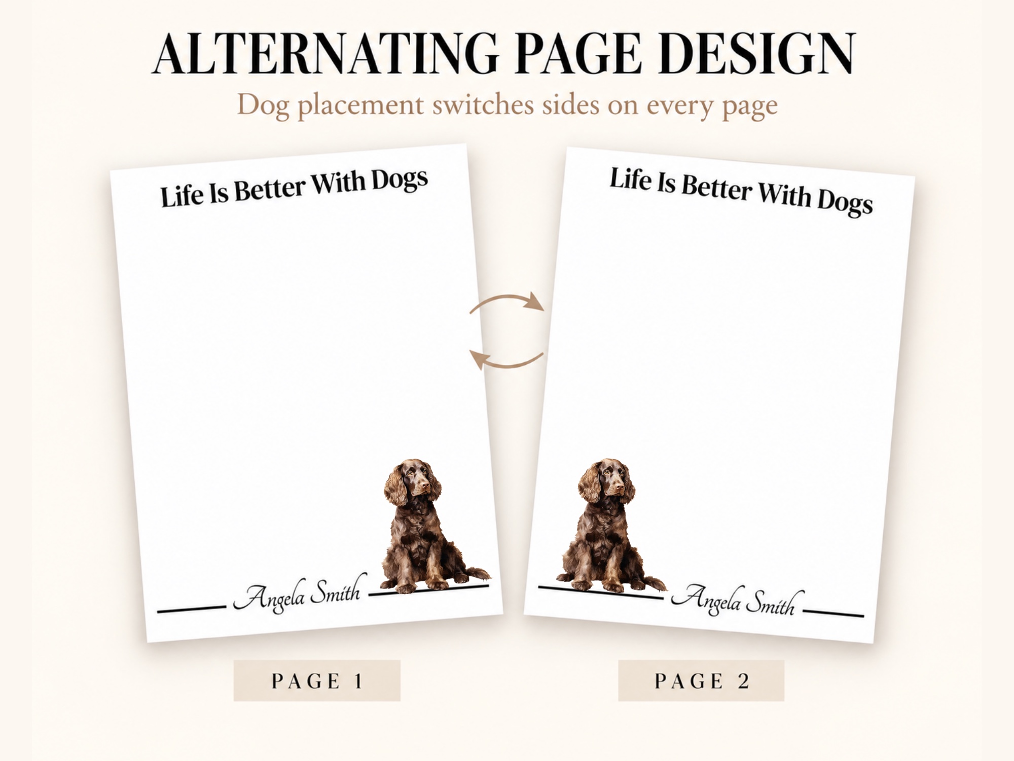 American Water Spaniel Stationery Gift Box | Personalized Notepads and Vinyl Dog Stickers