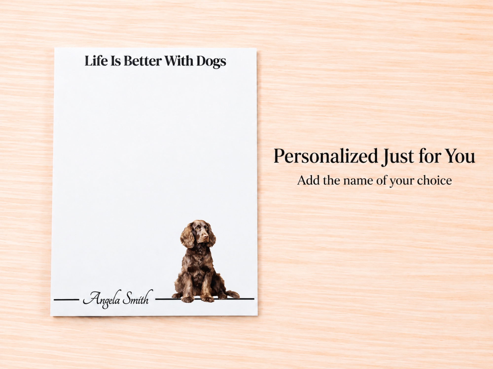 American Water Spaniel Stationery Gift Box | Personalized Notepads and Vinyl Dog Stickers