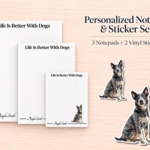 Australian Cattle Dog Blue Stationery Gift Box | Personalized Notepads and Vinyl Dog Stickers