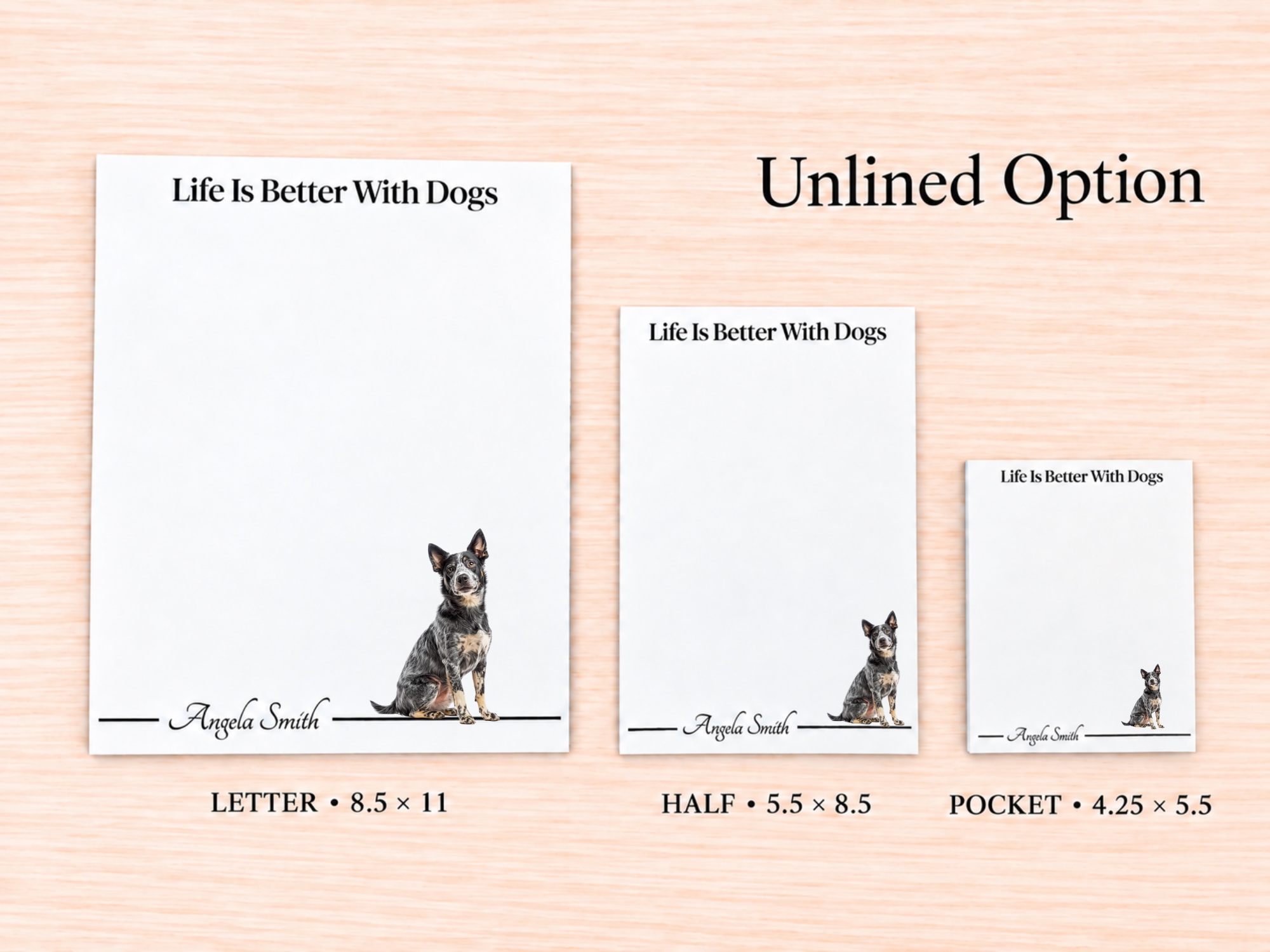 Australian Cattle Dog Blue Stationery Gift Box | Personalized Notepads and Vinyl Dog Stickers