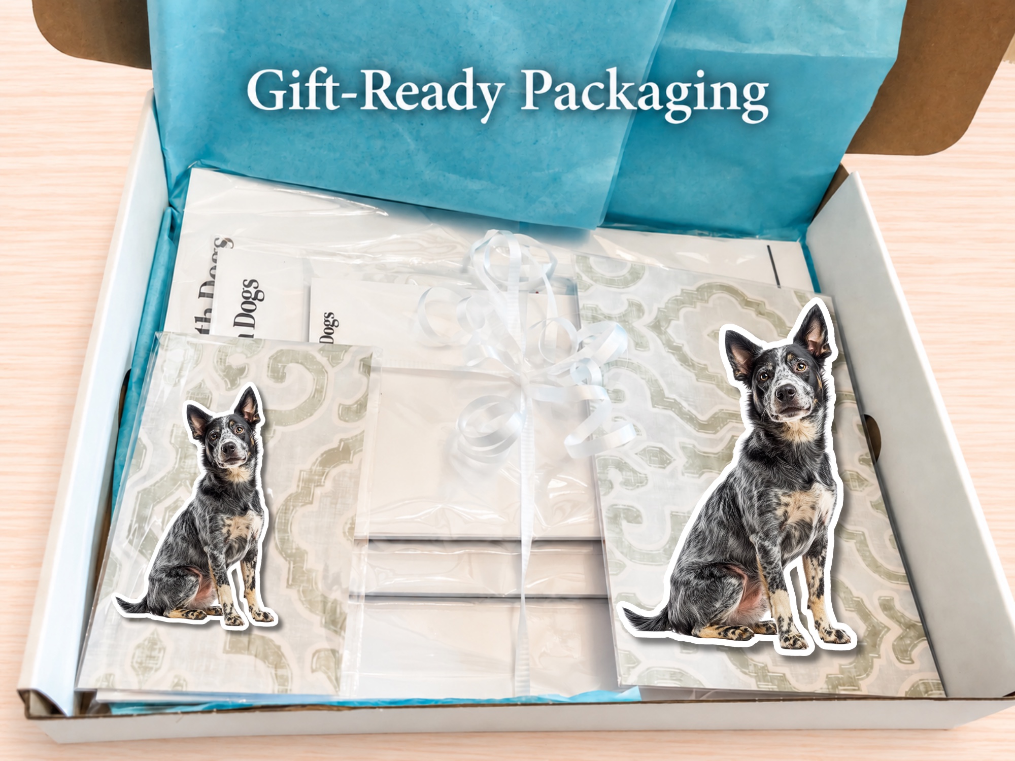 Australian Cattle Dog Blue Stationery Gift Box | Personalized Notepads and Vinyl Dog Stickers
