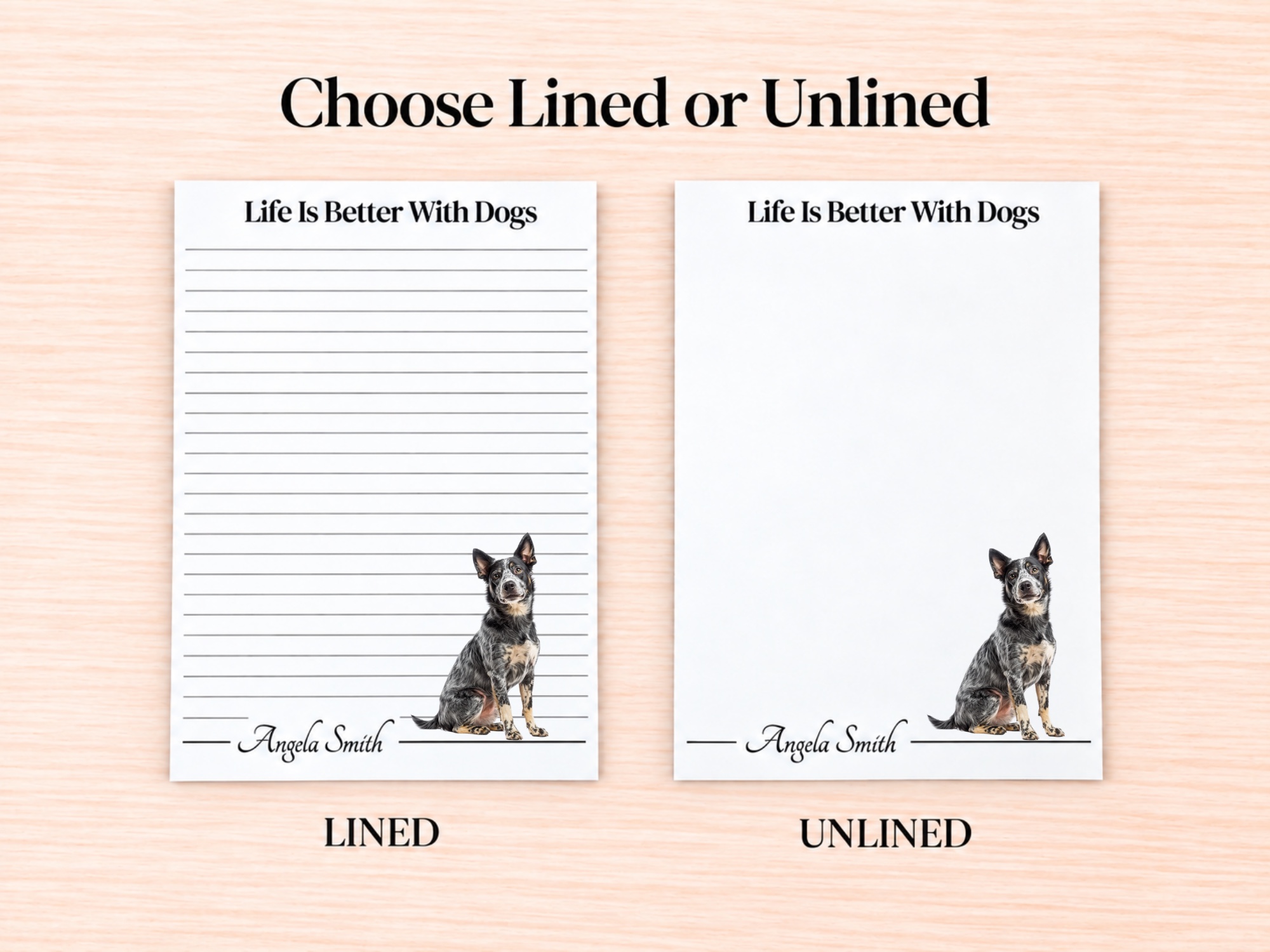 Australian Cattle Dog Blue Stationery Gift Box | Personalized Notepads and Vinyl Dog Stickers