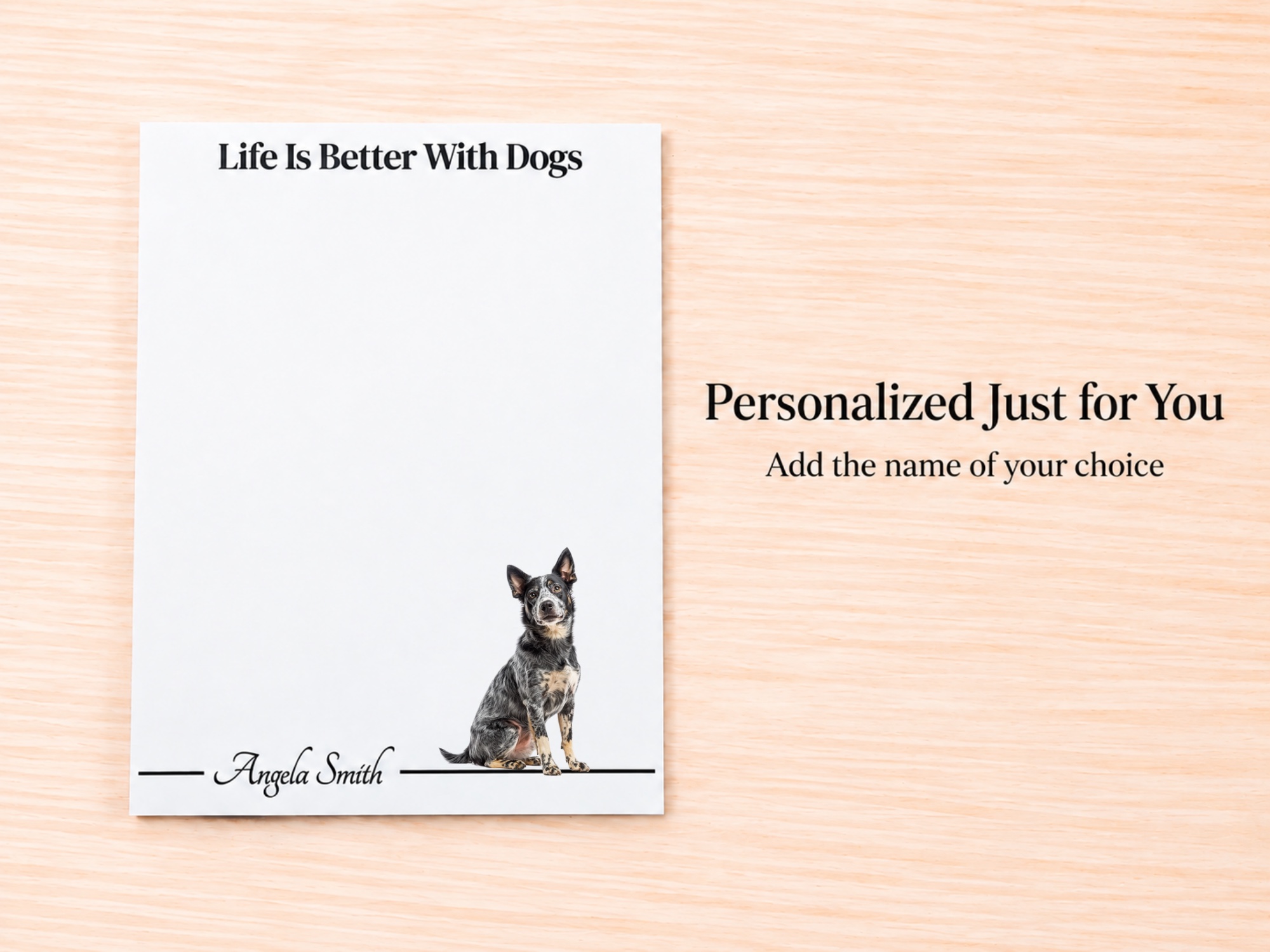 Australian Cattle Dog Blue Stationery Gift Box | Personalized Notepads and Vinyl Dog Stickers