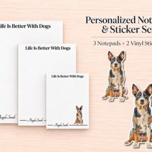 Australian Cattle Dog Red Stationery Gift Box | Personalized Notepads and Vinyl Dog Stickers