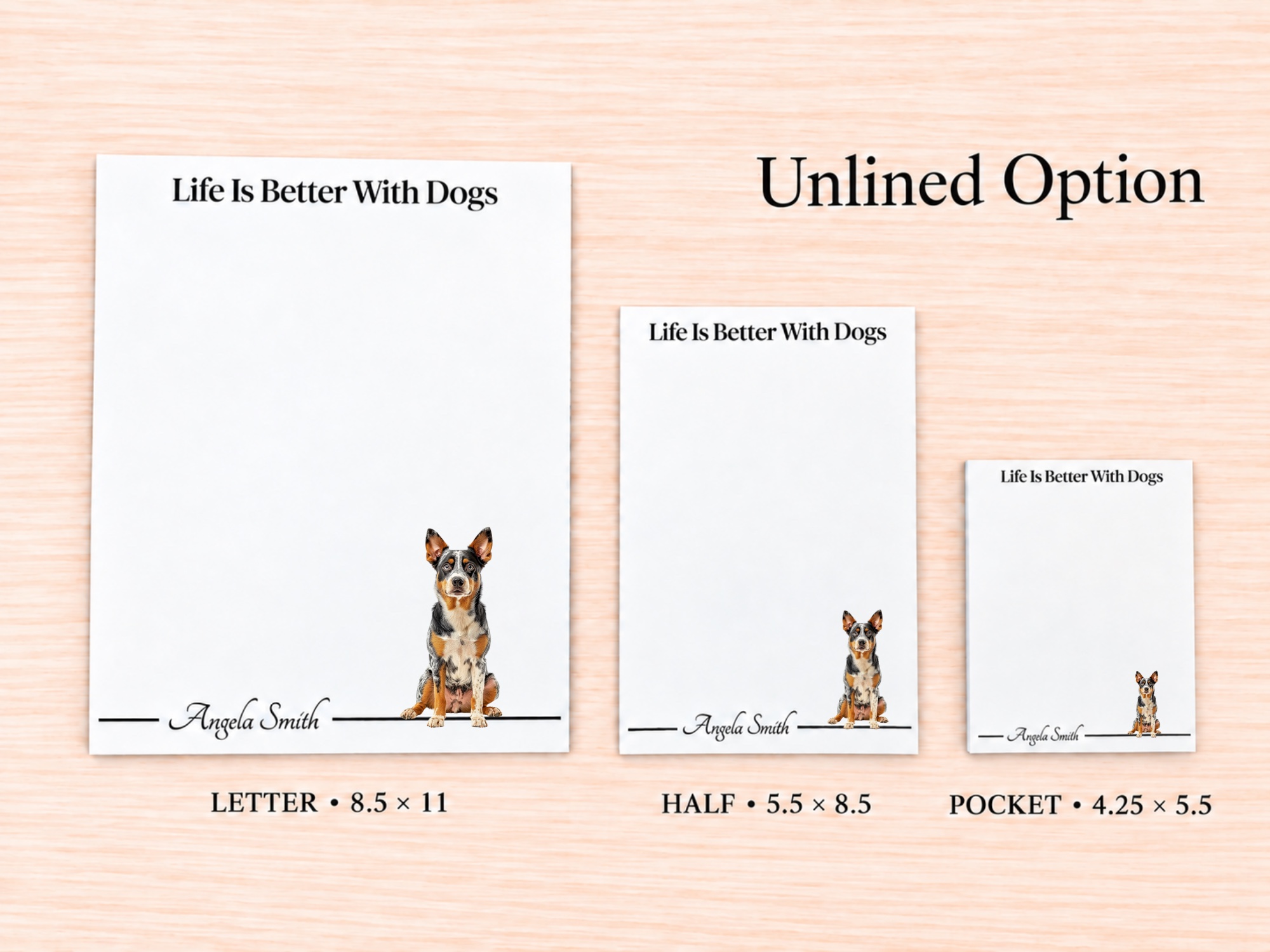Australian Cattle Dog Red Stationery Gift Box | Personalized Notepads and Vinyl Dog Stickers