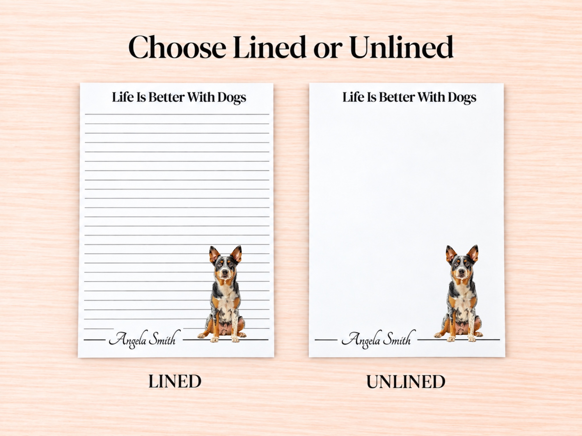 Australian Cattle Dog Red Stationery Gift Box | Personalized Notepads and Vinyl Dog Stickers