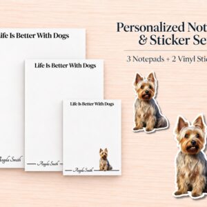 Australian Terrier Stationery Gift Box | Personalized Notepads and Vinyl Dog Stickers