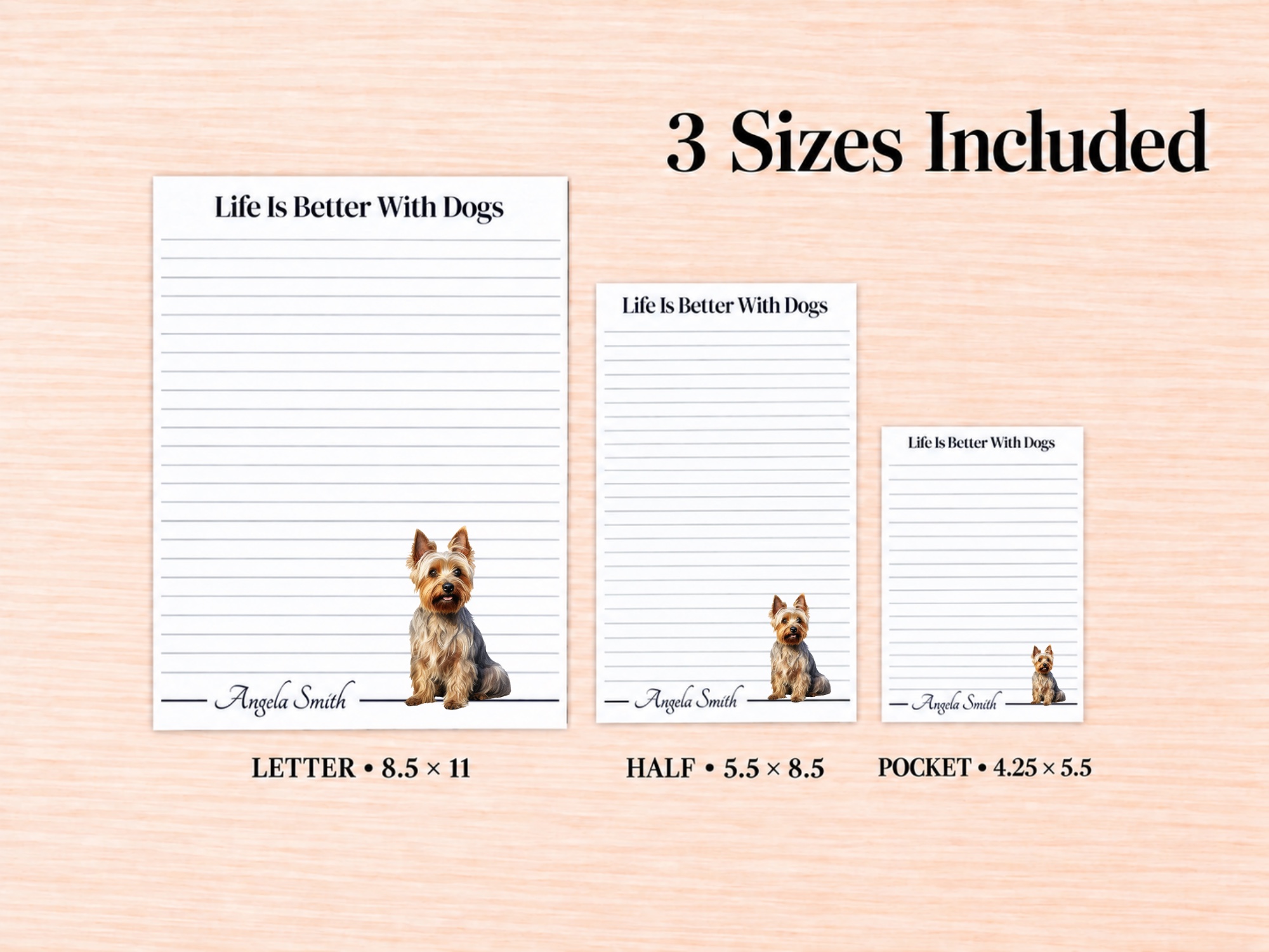 Australian Terrier Stationery Gift Box | Personalized Notepads and Vinyl Dog Stickers