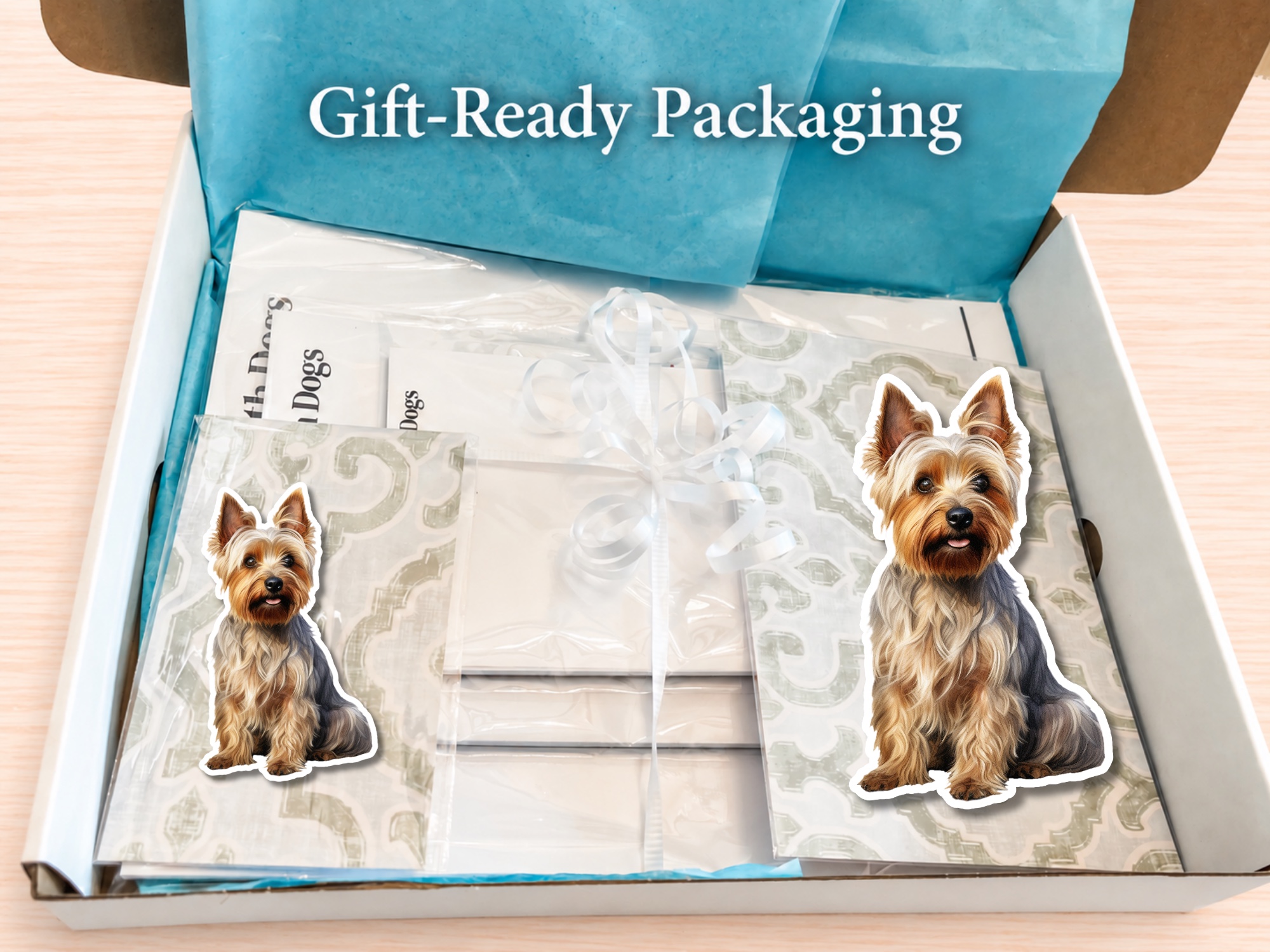 Australian Terrier Stationery Gift Box | Personalized Notepads and Vinyl Dog Stickers