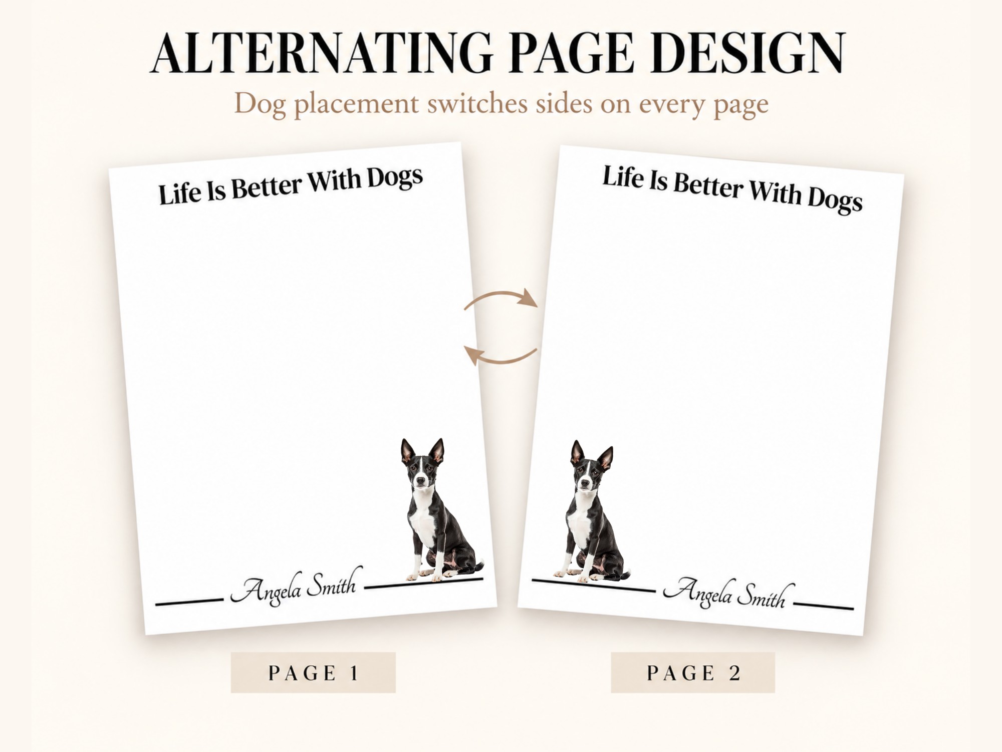 Personalized Basenji Notepad - Black | Lined or Unlined