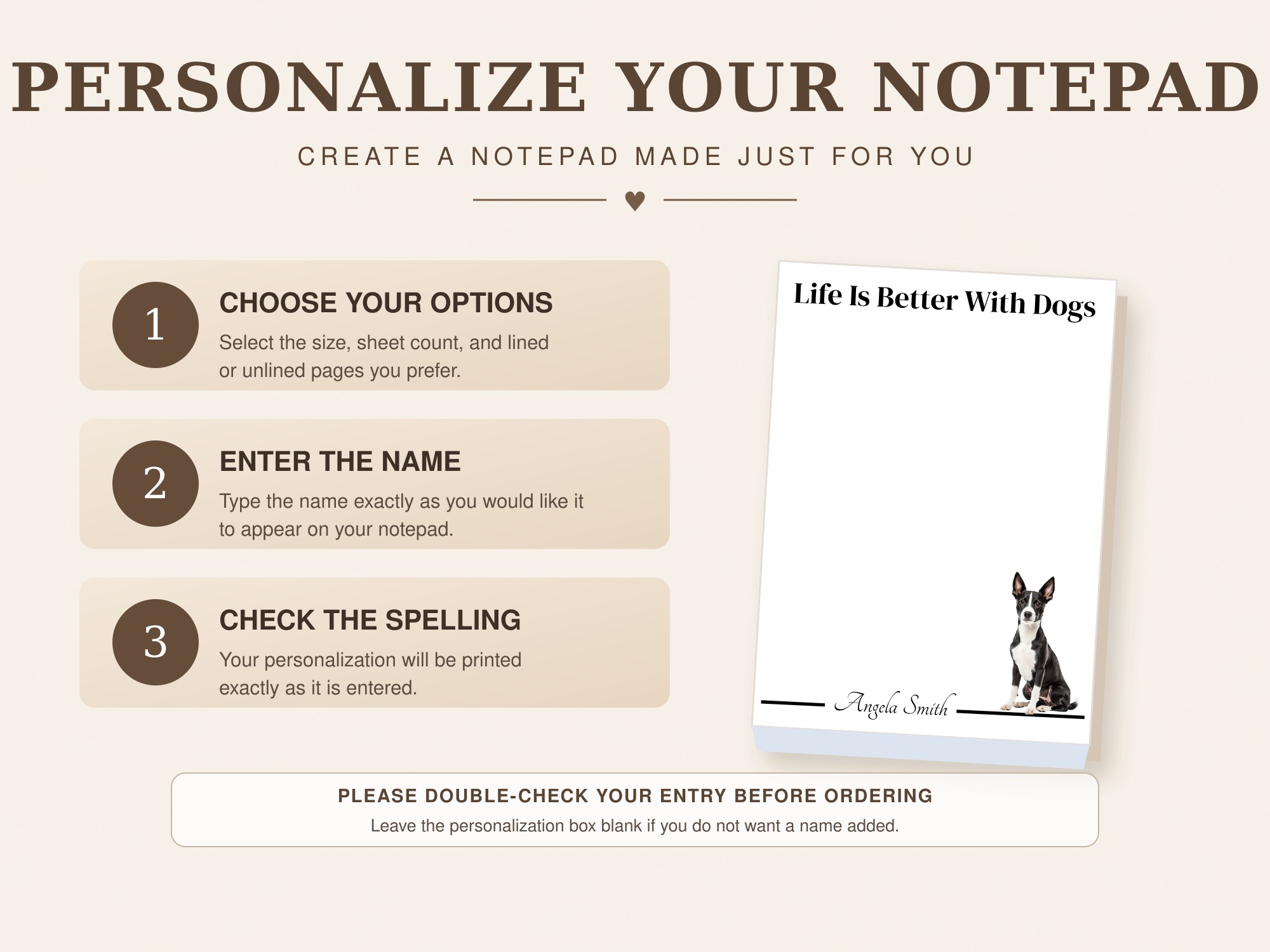 Personalized Basenji Notepad - Black | Lined or Unlined