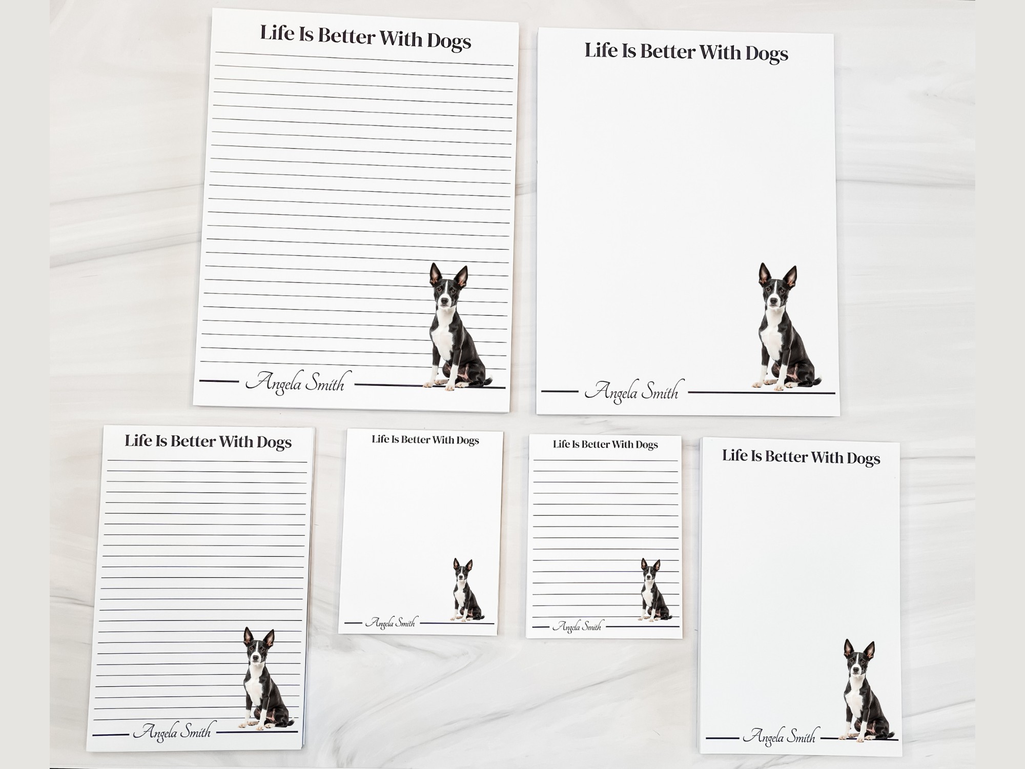 Personalized Basenji Notepad - Black | Lined or Unlined