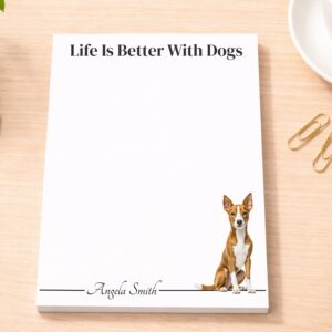 Personalized Basenji Notepad - Red | Lined or Unlined