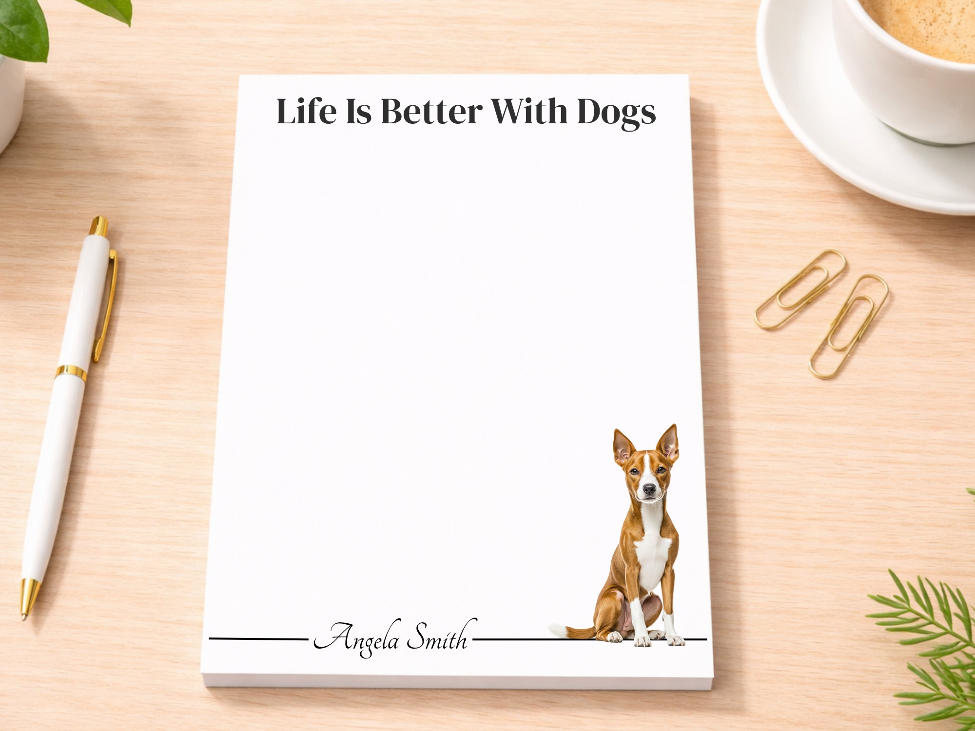 Personalized Basenji Notepad - Red | Lined or Unlined
