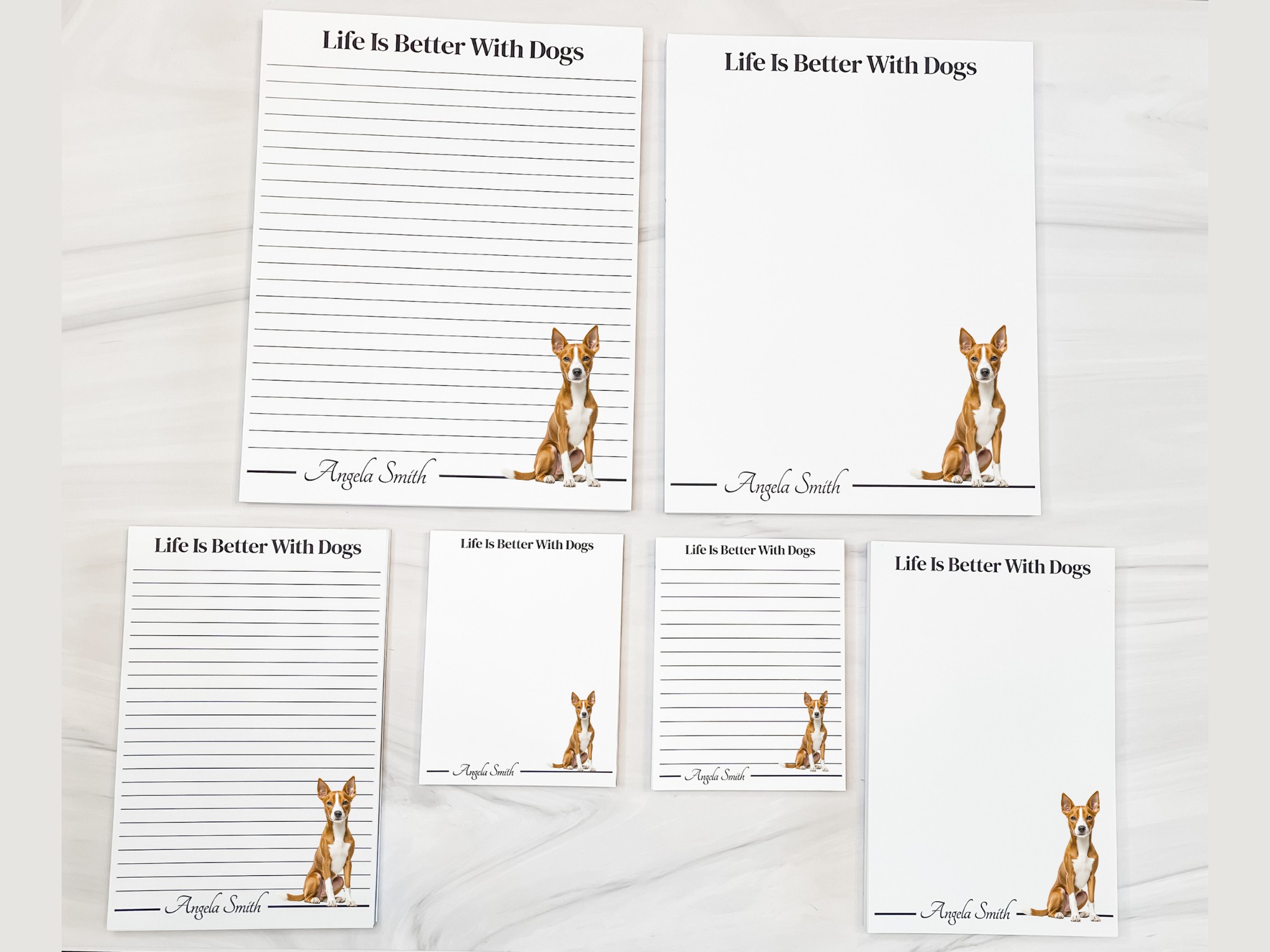 Personalized Basenji Notepad - Red | Lined or Unlined
