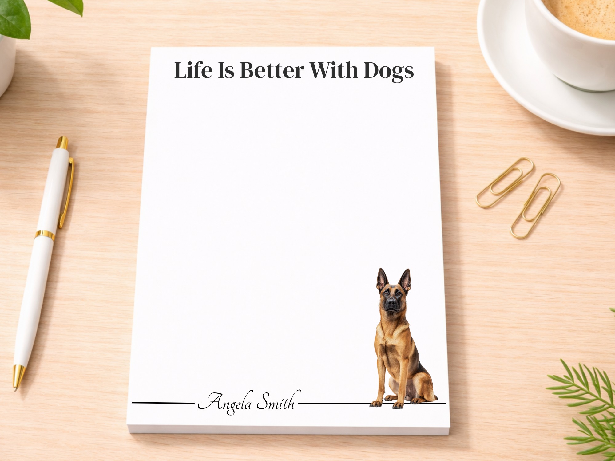 Personalized Belgian Malinois Notepad | Lined or Unlined