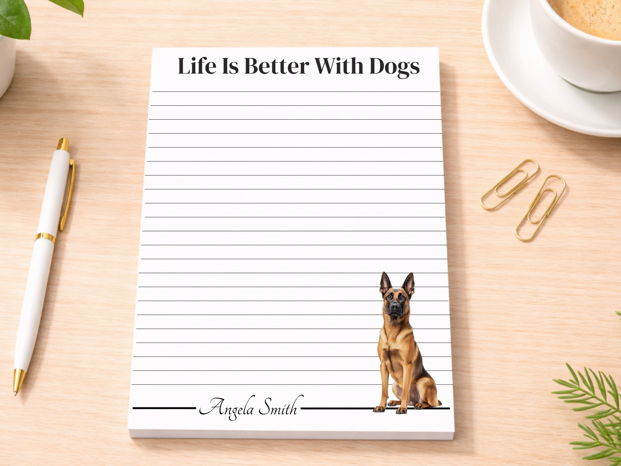 Personalized Belgian Malinois Notepad | Lined or Unlined