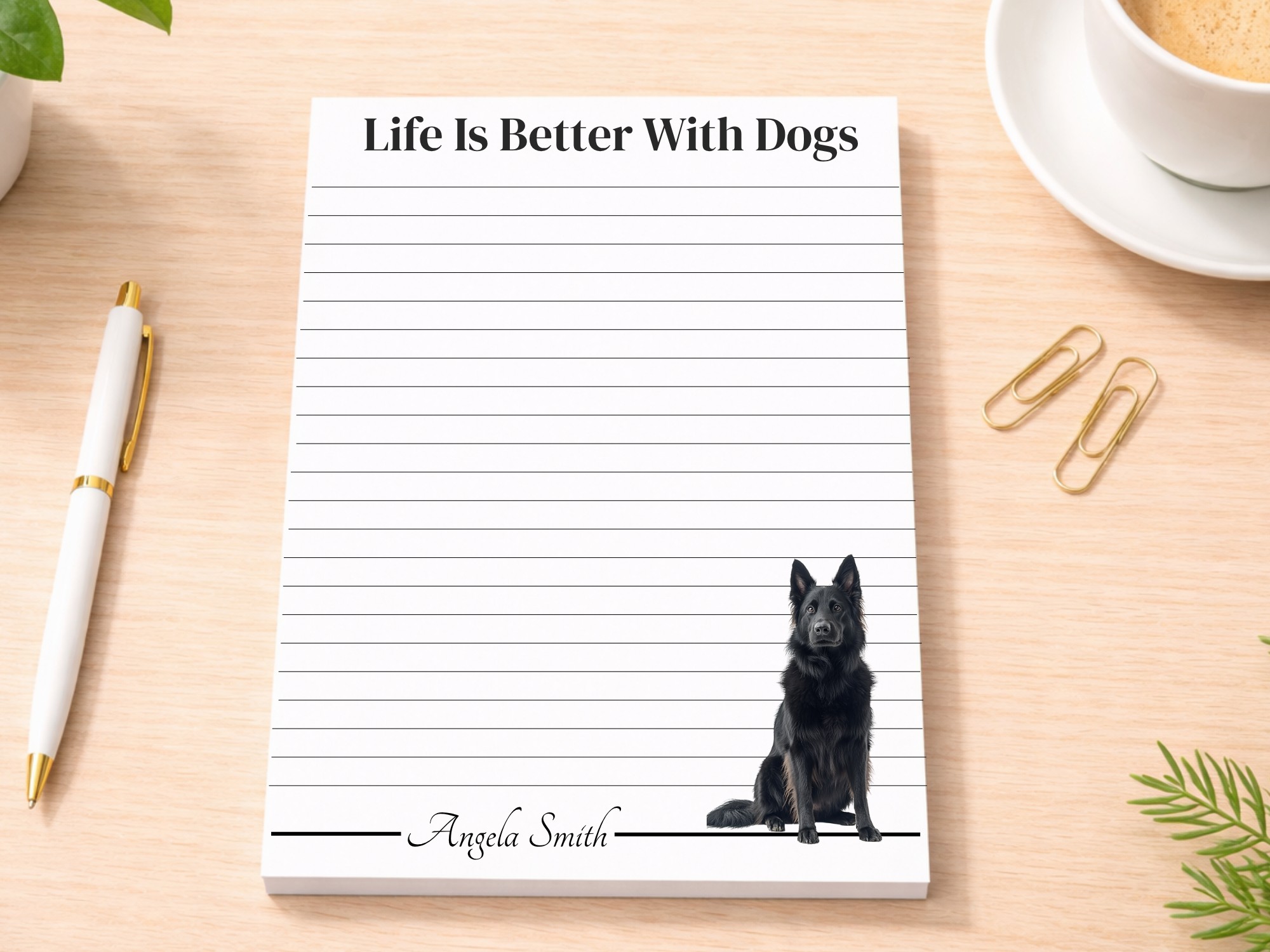 Personalized Belgian Sheepdog Notepad | Lined or Unlined