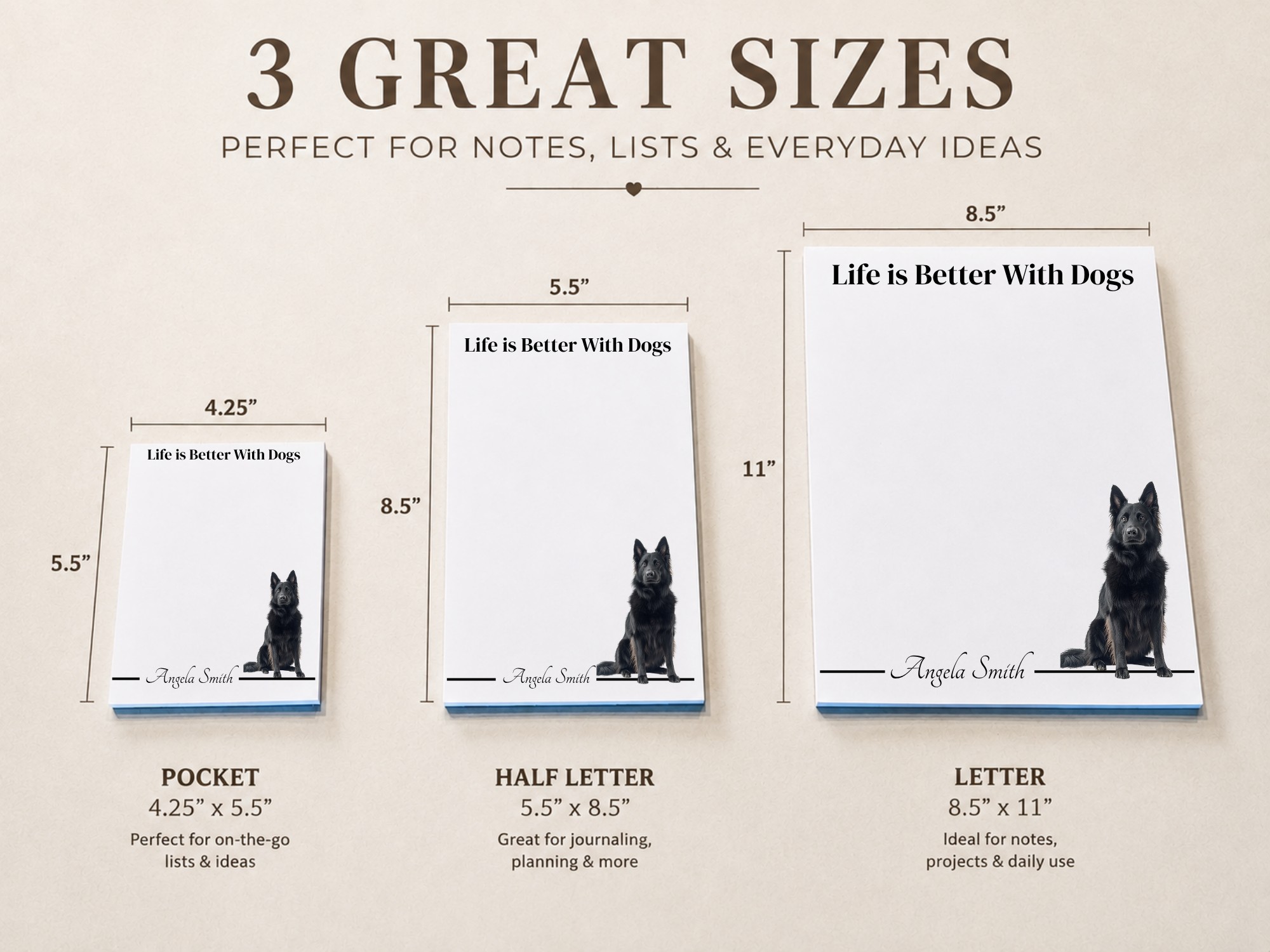 Personalized Belgian Sheepdog Notepad | Lined or Unlined