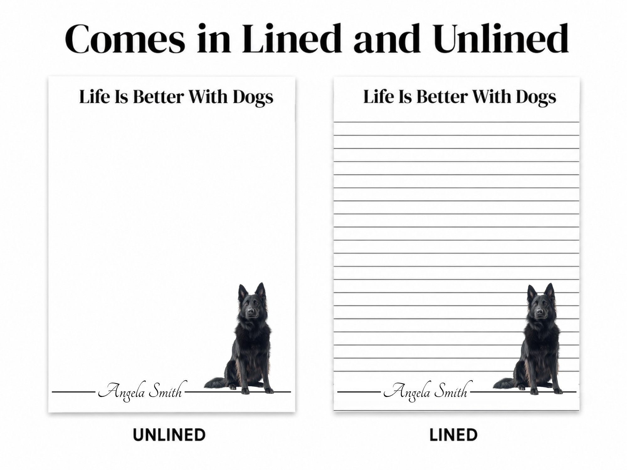 Personalized Belgian Sheepdog Notepad | Lined or Unlined