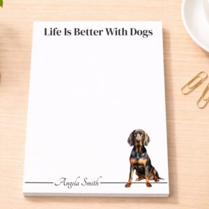 Personalized Black and Tan Coonhound Notepad | Lined or Unlined