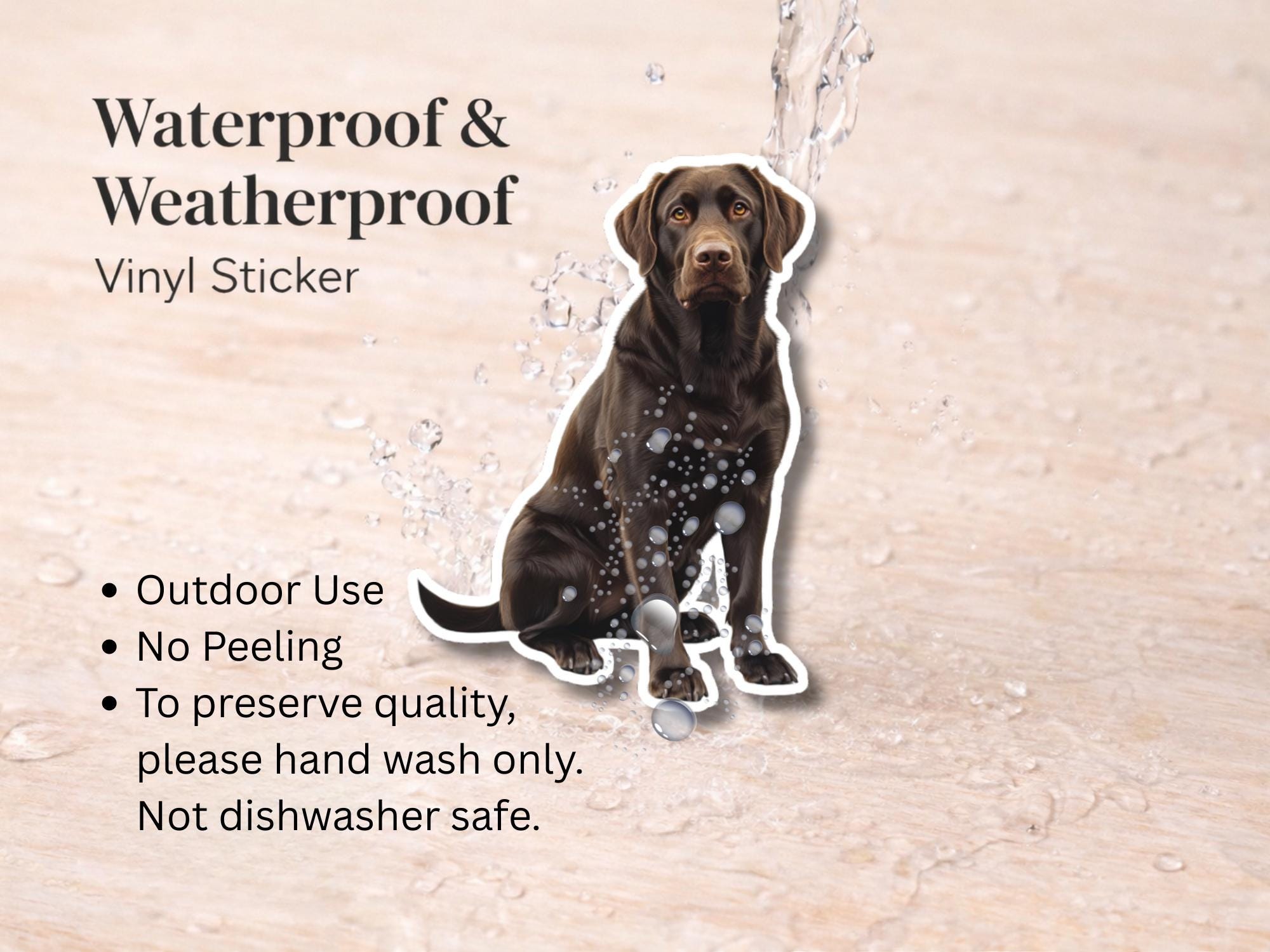 Chocolate Lab Sticker | Waterproof Vinyl Labrador Retriever Decal (Laptop, Water Bottle) - Image 3