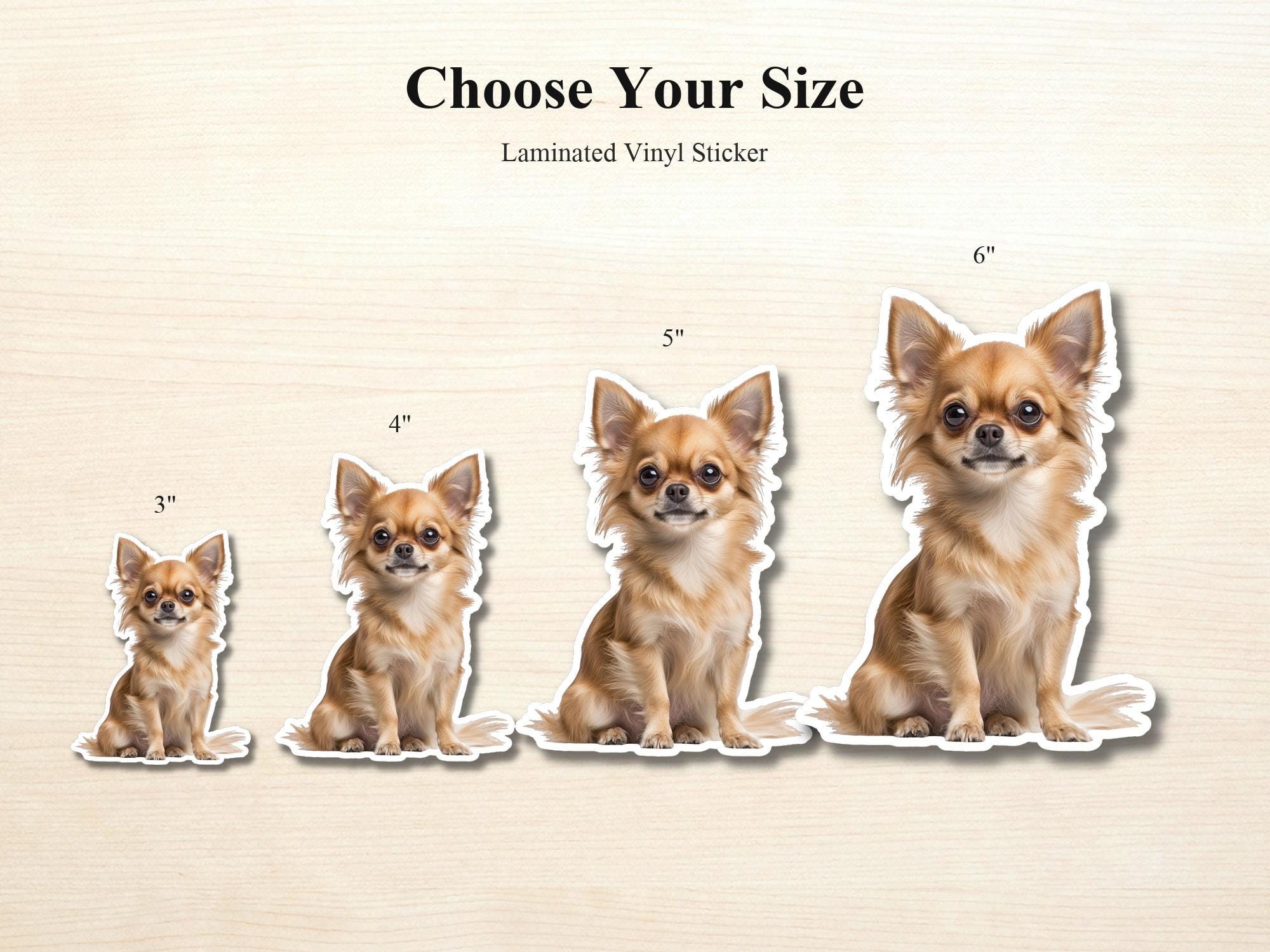 Long Hair Chihuahua Sticker | Waterproof Vinyl Tan Long Hair Chihuahua Decal (Laptop, Water Bottle) - Image 2