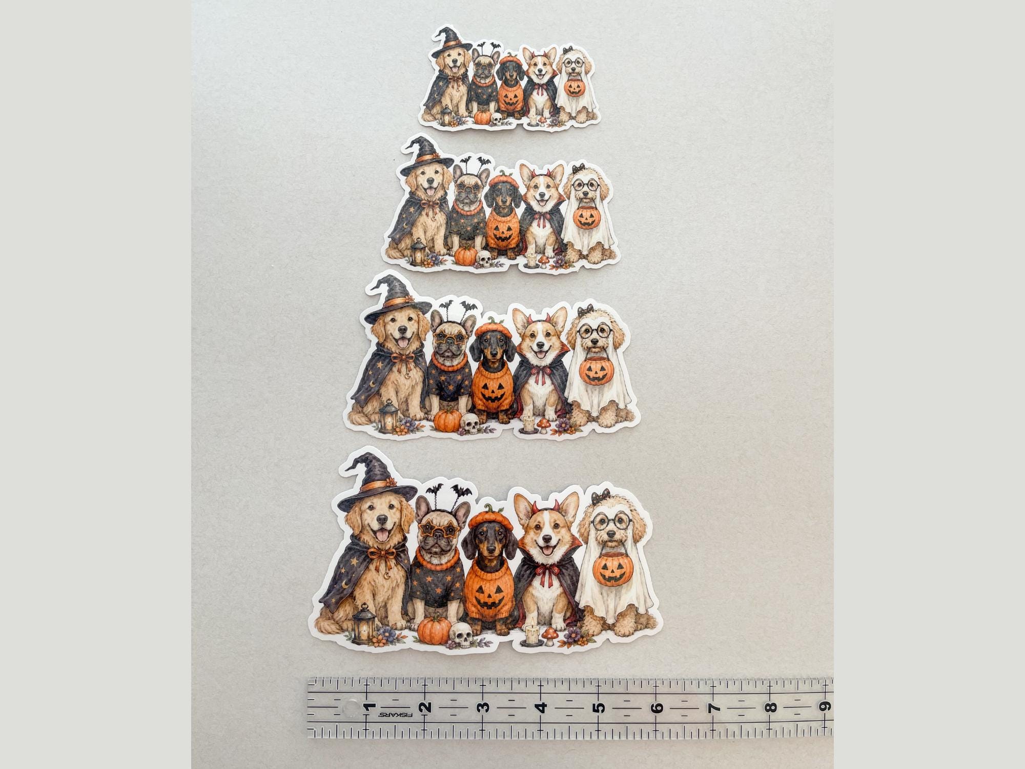 Dog Halloween Sticker | Waterproof Vinyl | Autumn Seasonal Pumpkin Spooky Puppy Costume - Image 4