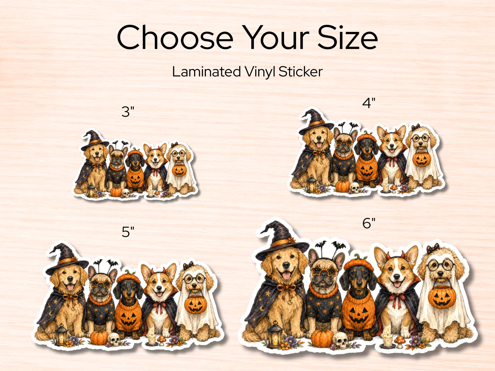 Dog Halloween Sticker | Waterproof Vinyl | Autumn Seasonal Pumpkin Spooky Puppy Costume - Image 2
