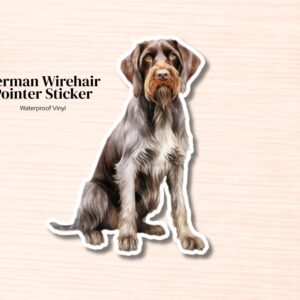German Wirehair Pointer Sticker | Waterproof Vinyl Dog Decal (Laptop, Water Bottle)