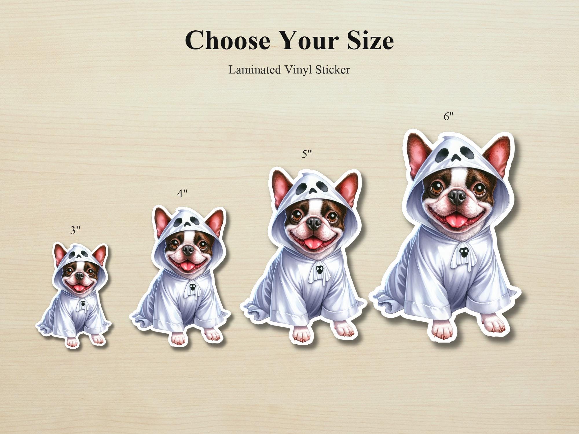 Boston Terrier Ghost Puppy Sticker | Waterproof Vinyl Halloween Costume Dog - Image 2