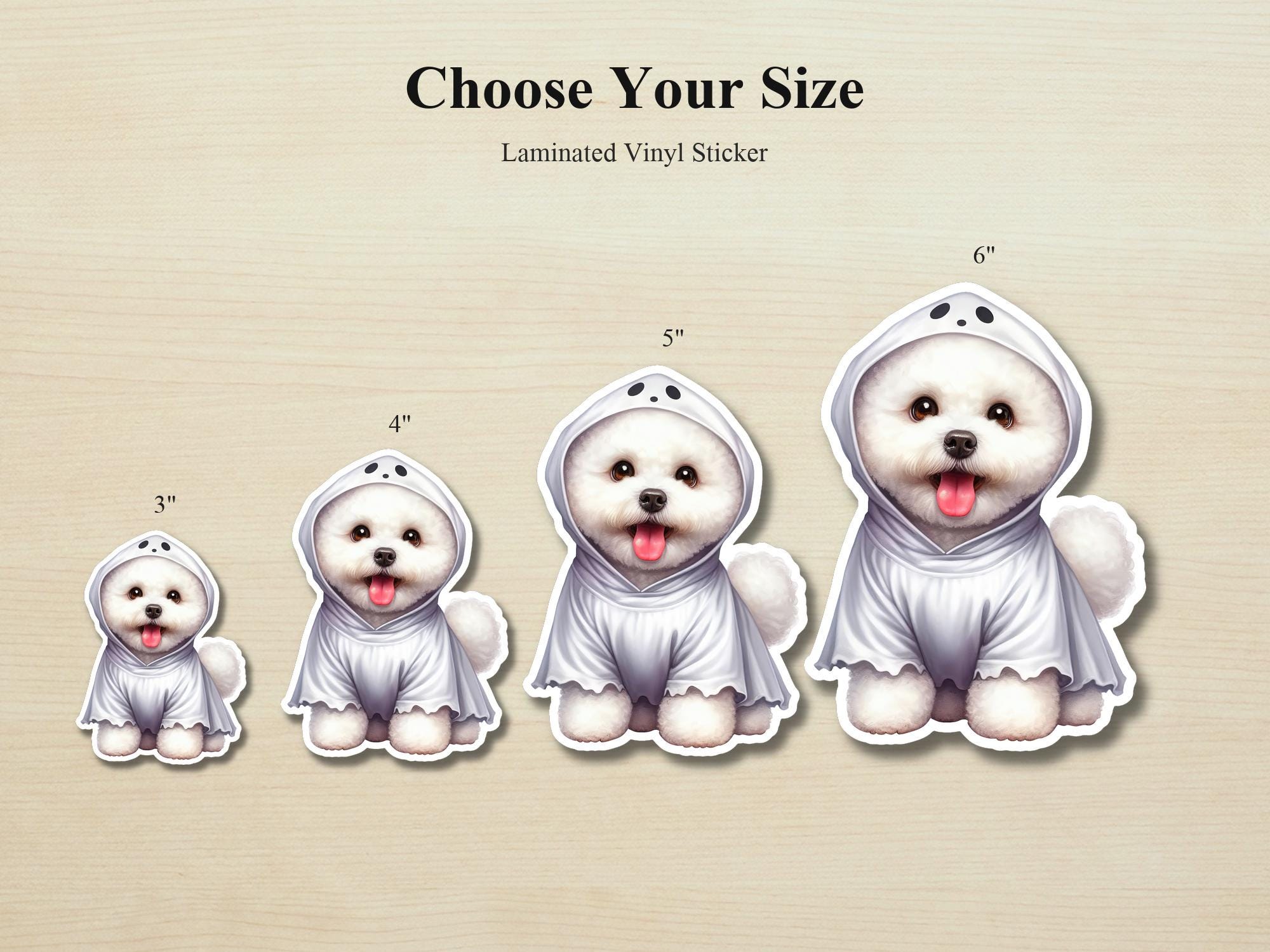 Bichon Frise Ghost Puppy Sticker | Waterproof Vinyl Halloween Costume Dog - Image 2