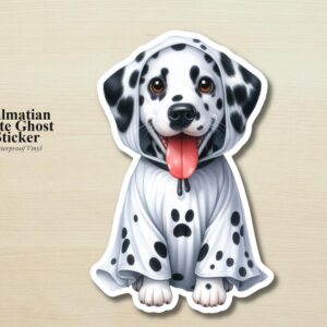 Dalmation Ghost Puppy Sticker | Waterproof Vinyl Halloween Costume Dog Decal