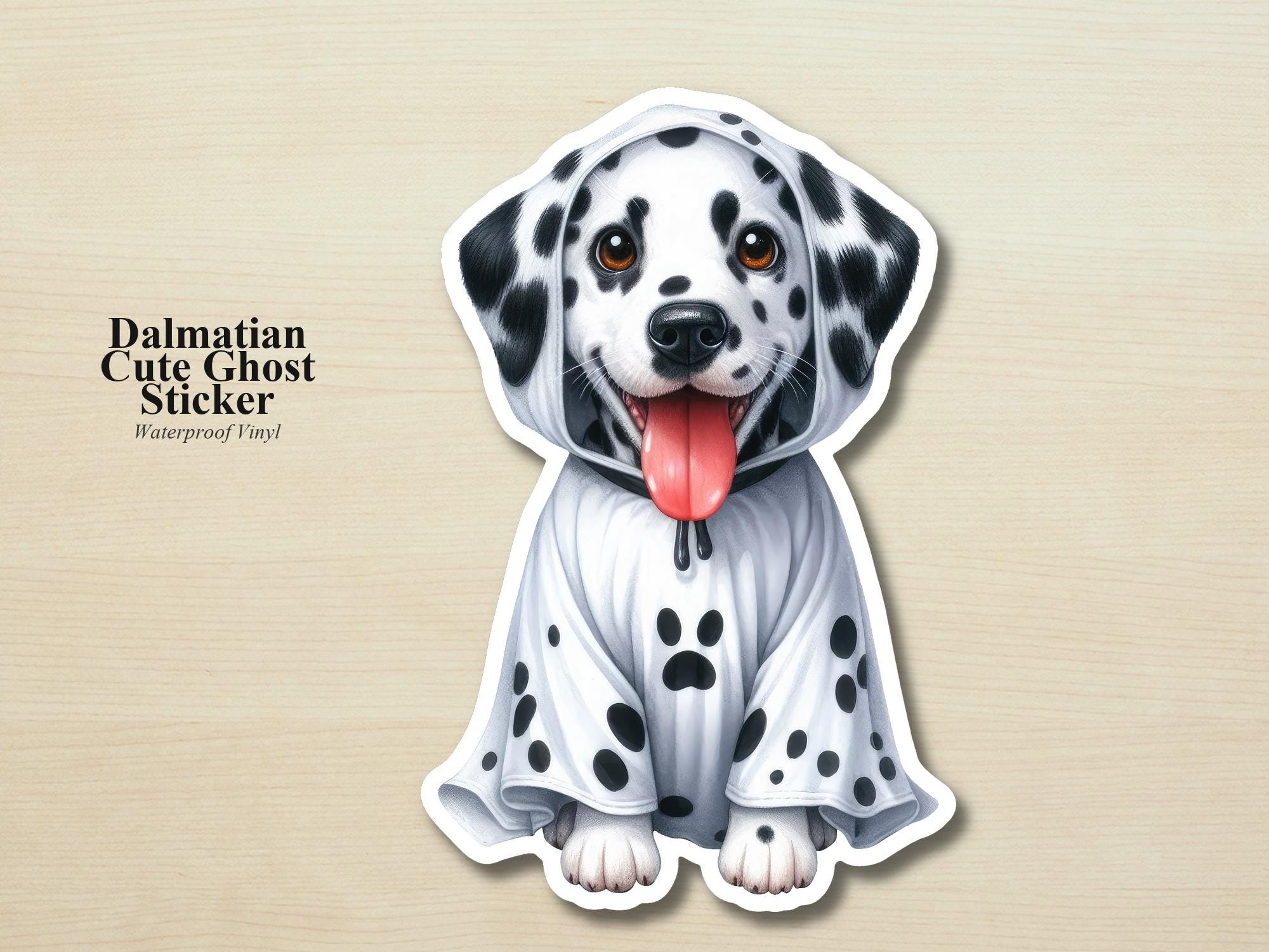 Dalmation Ghost Puppy Sticker | Waterproof Vinyl Halloween Costume Dog Decal