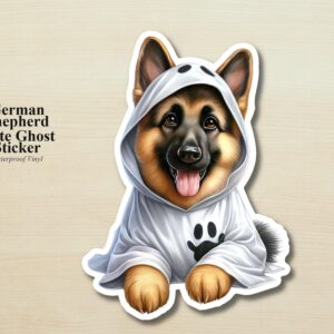 German Shepherd Ghost Puppy Sticker | Waterproof Vinyl Halloween Costume Dog Decal