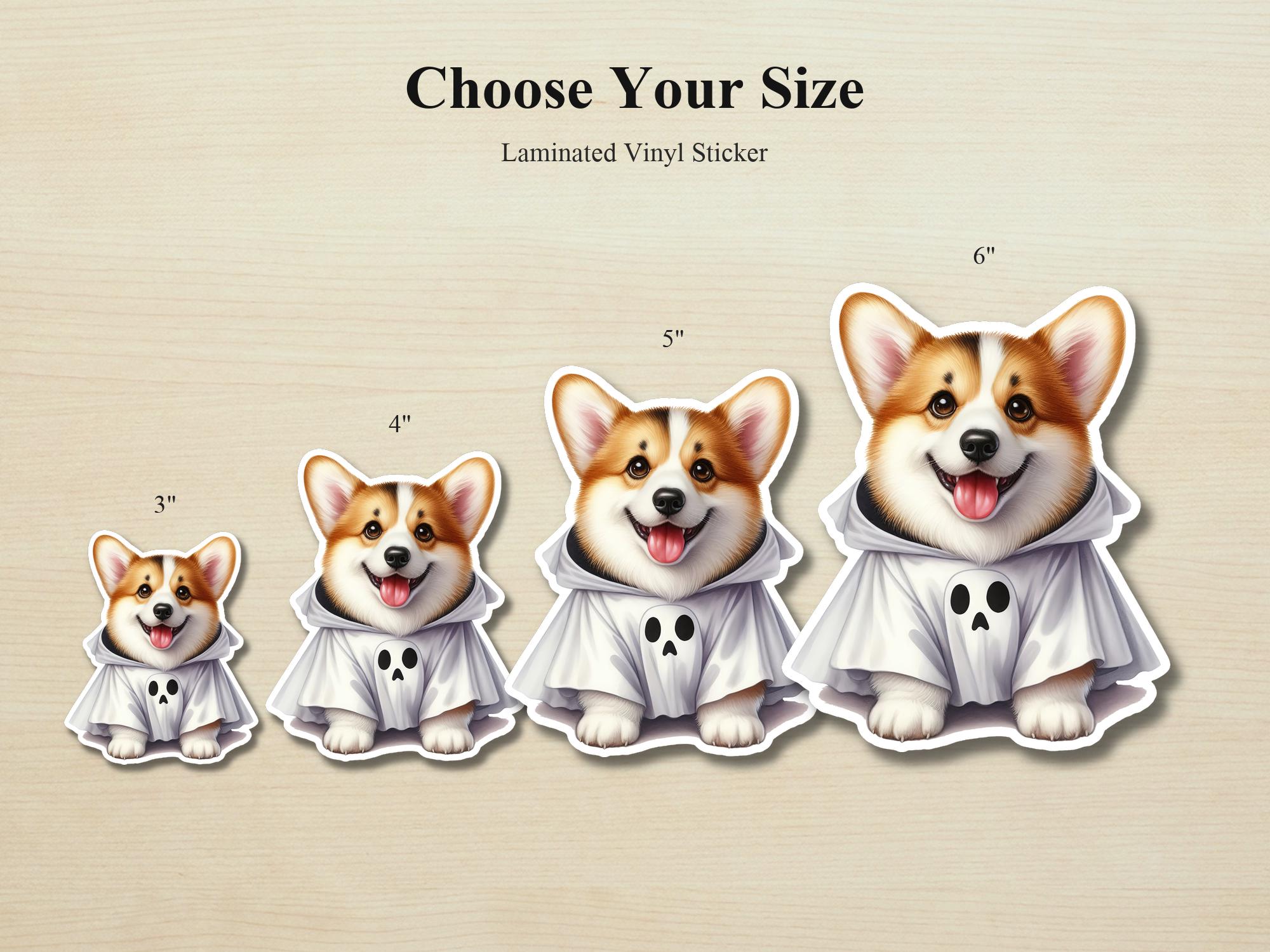 Corgi Ghost Puppy Sticker | Waterproof Vinyl Halloween Costume Dog Decal - Image 2