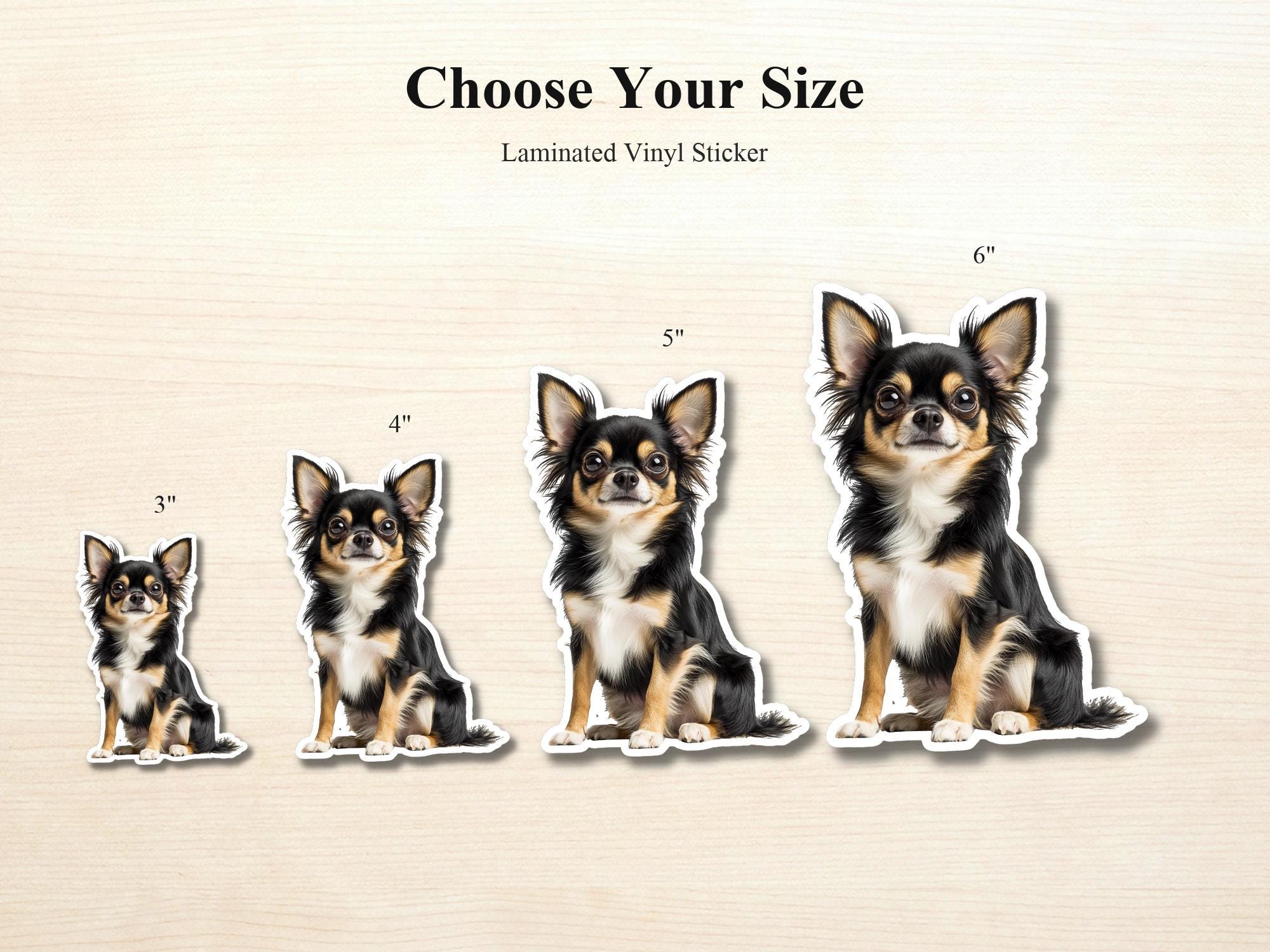 Long Hair Chihuahua Sticker | Waterproof Vinyl Long Hair Black Chihuahua Decal (Laptop, Water Bottle) - Image 2