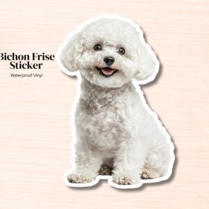 Dog Sticker | Waterproof Vinyl | Bichon Frise | Car Window | Laptop Decoration Water Bottle | Notebook Accessory | Dog Lover Gift