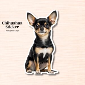 Chihuahua Sticker | Waterproof Vinyl Black Chihuahua Decal (Laptop, Water Bottle)