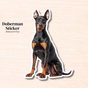 Doberman Sticker | Waterproof Vinyl Dog Decal (Laptop, Water Bottle)
