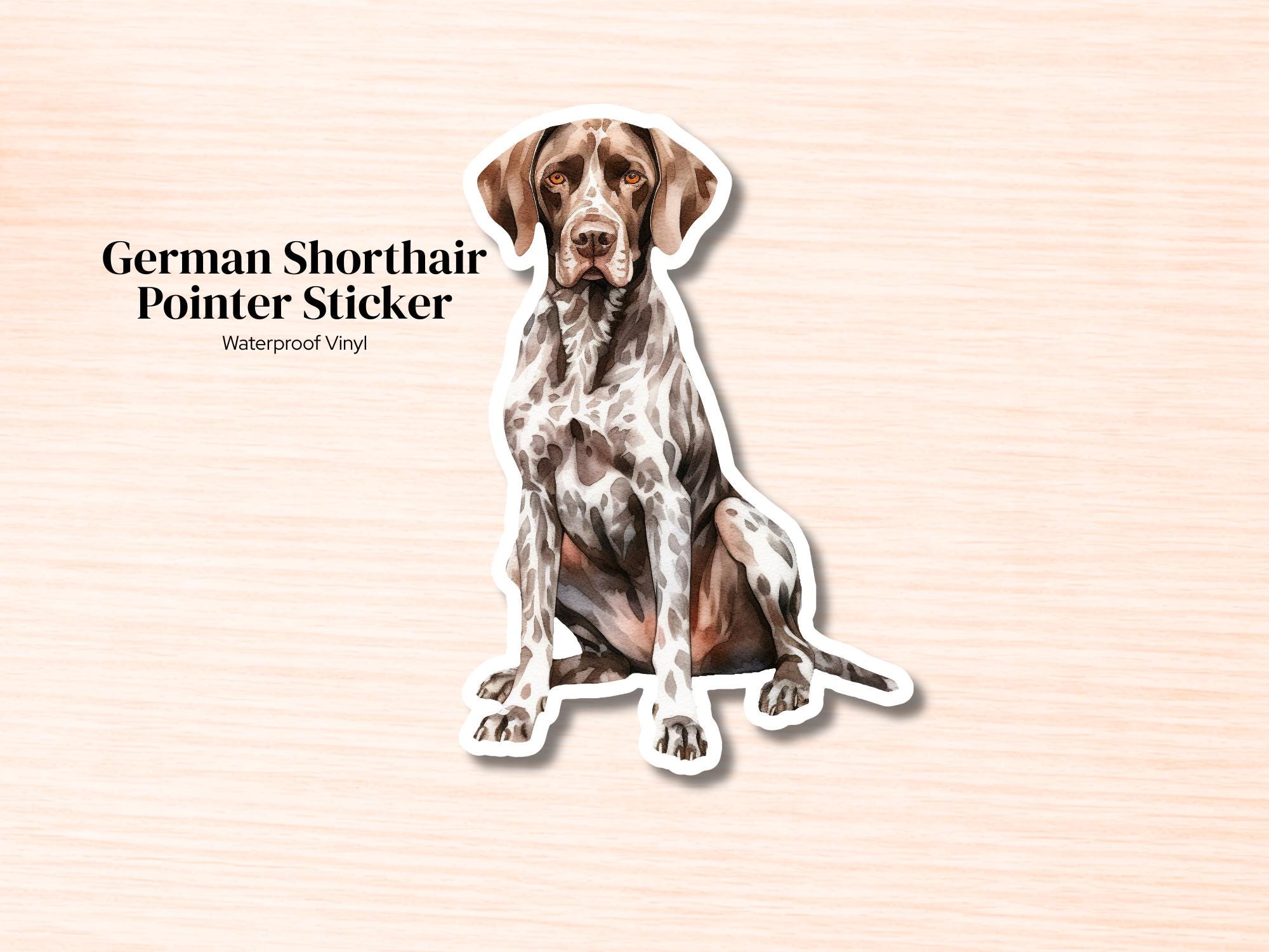 German Shorthair Pointer Sticker | Waterproof Vinyl Dog Decal (Laptop, Water Bottle)