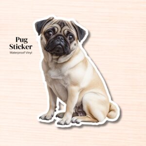Pug Sticker | Waterproof Vinyl Dog Decal (Laptop, Water Bottle)