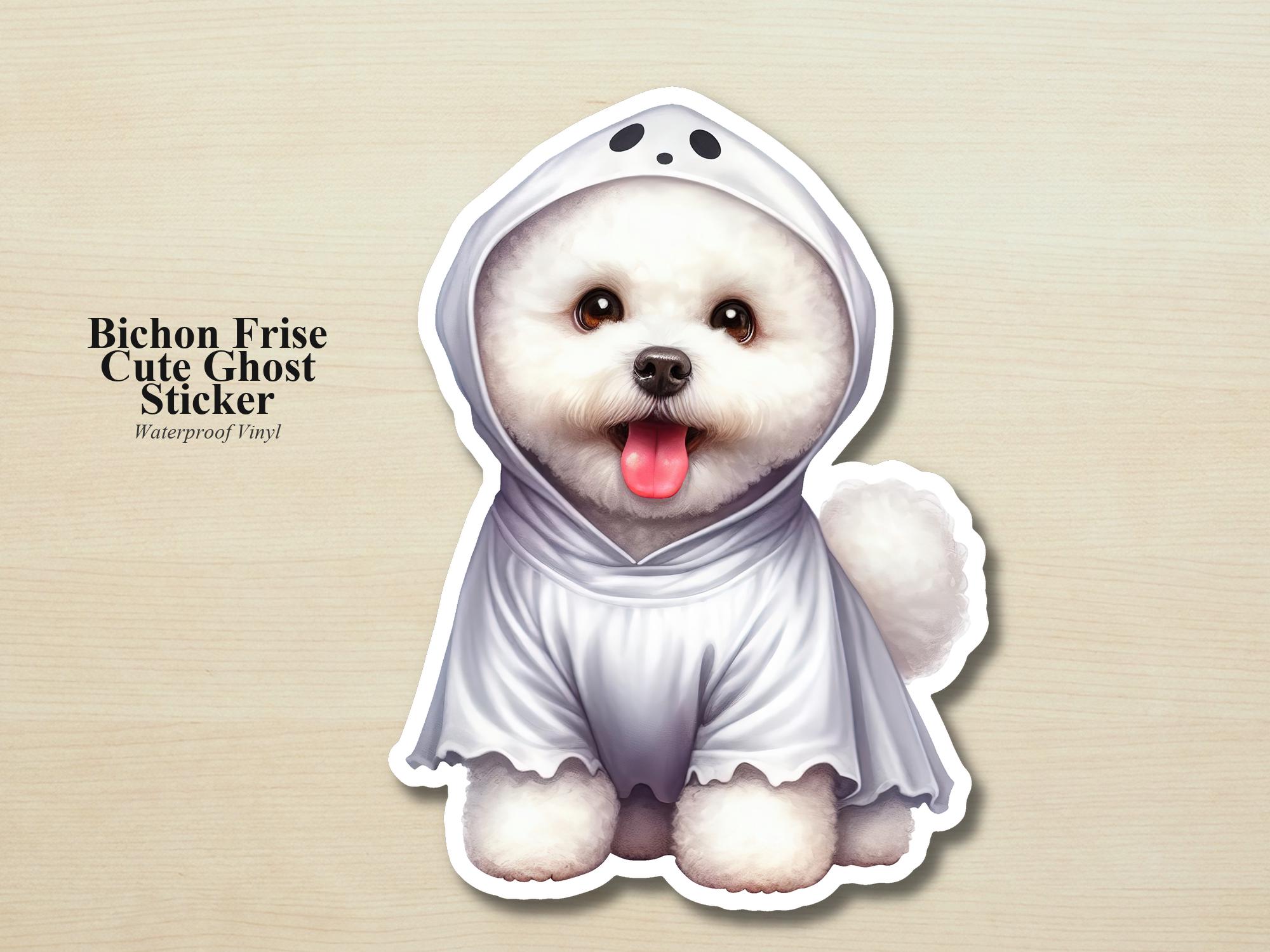 Bichon Frise Ghost Puppy Sticker | Waterproof Vinyl Halloween Costume Dog