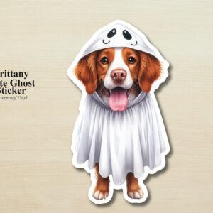 Brittany Spaniel Ghost Puppy Sticker | Waterproof Vinyl Halloween Costume Dog Decal